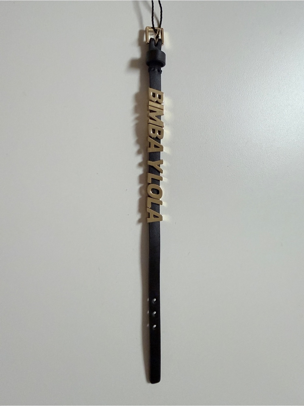 NEW WITH TAGS BIMBA Y LOLA Black Leather Bracelet with Gold Lettering